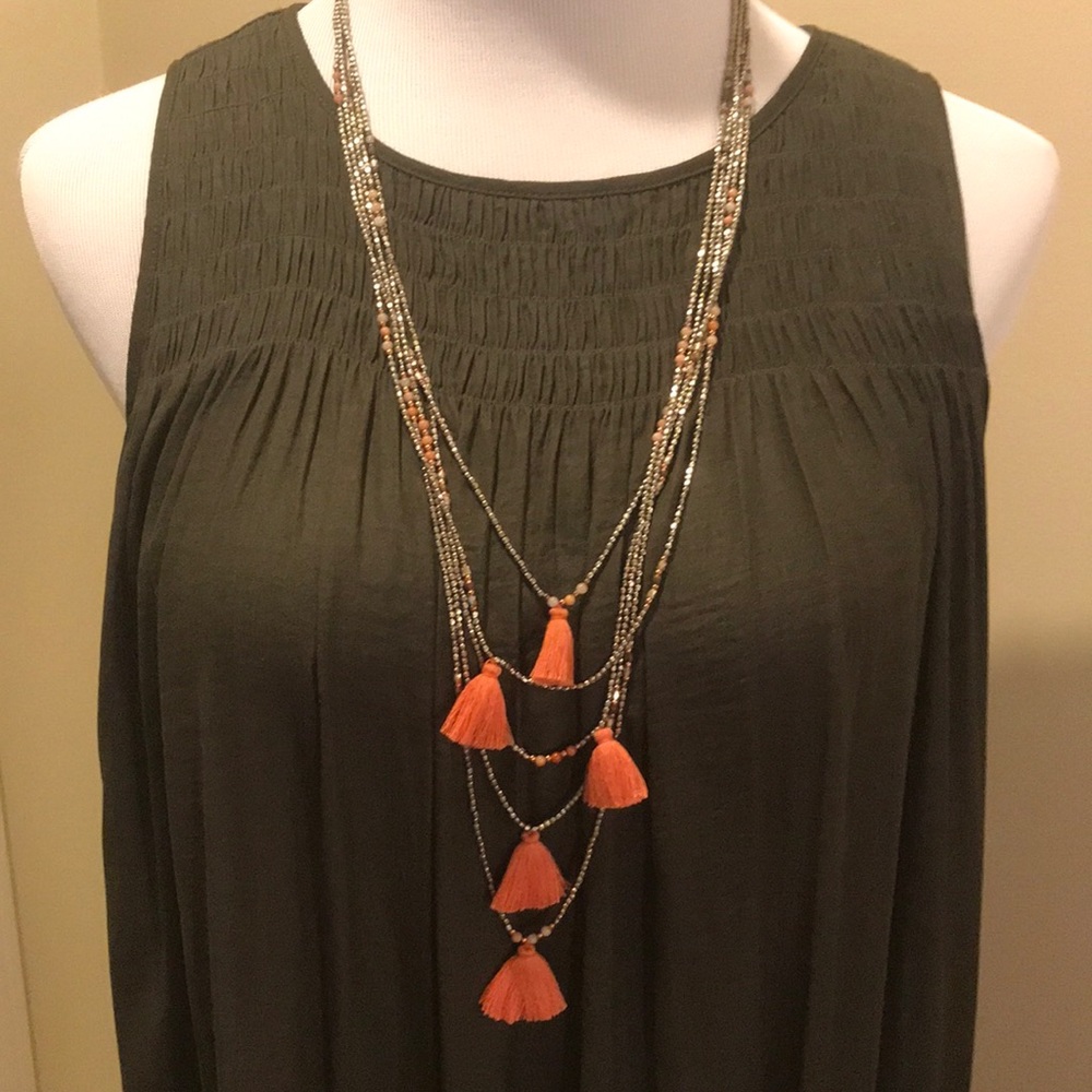 Anthro beaded and tassels necklace.